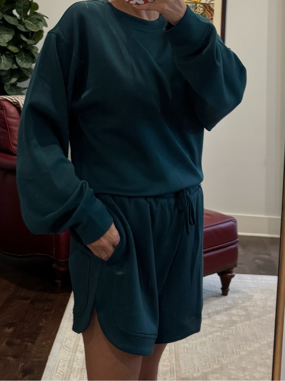 Double Zero Teal Pullover Sweatshirt With Matching Shorts